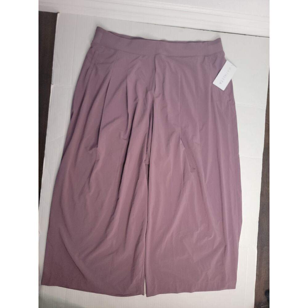 ATHLETA Brooklyn Heights Wide Leg Pant Womens Size 22 Mauve Pleated Zip Pockets